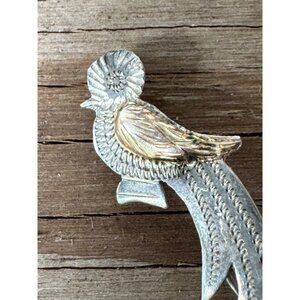 Vintage Sterling Silver Bird Brooch Pin Intricate Design 925